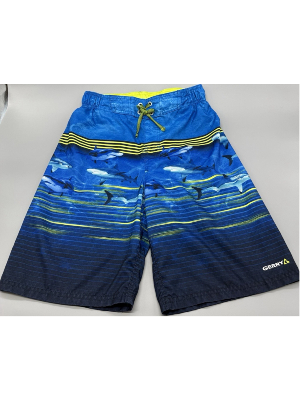 Gerry Boys XL-18/20 Board Shorts Blue Shark Print Recycled Polyester Pocket